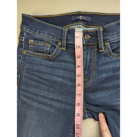 7 for All Mankind Ankle Gwenevere Womens 24 Blue Distressed Cropped Skinny Rock - Picture 8 of 9